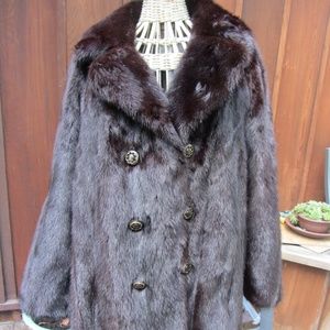 VTG 1960'S MALE DARK RANCH MINK CAR COAT SZ 8